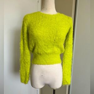 Zara Bright Tropical Lime Fuzzy Sweater